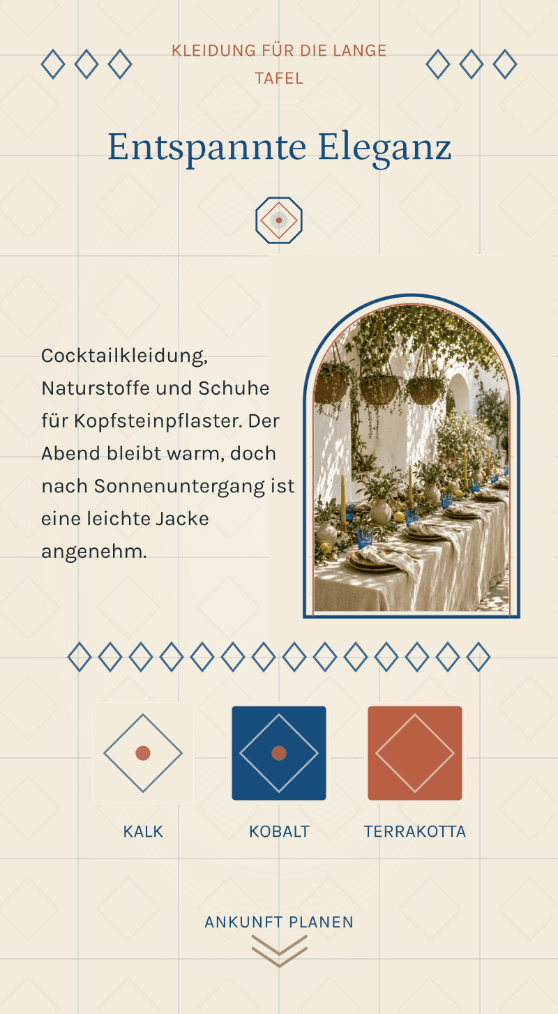 Hochzeit — Das Kalkhaus — Kleidung für die lange Tafel