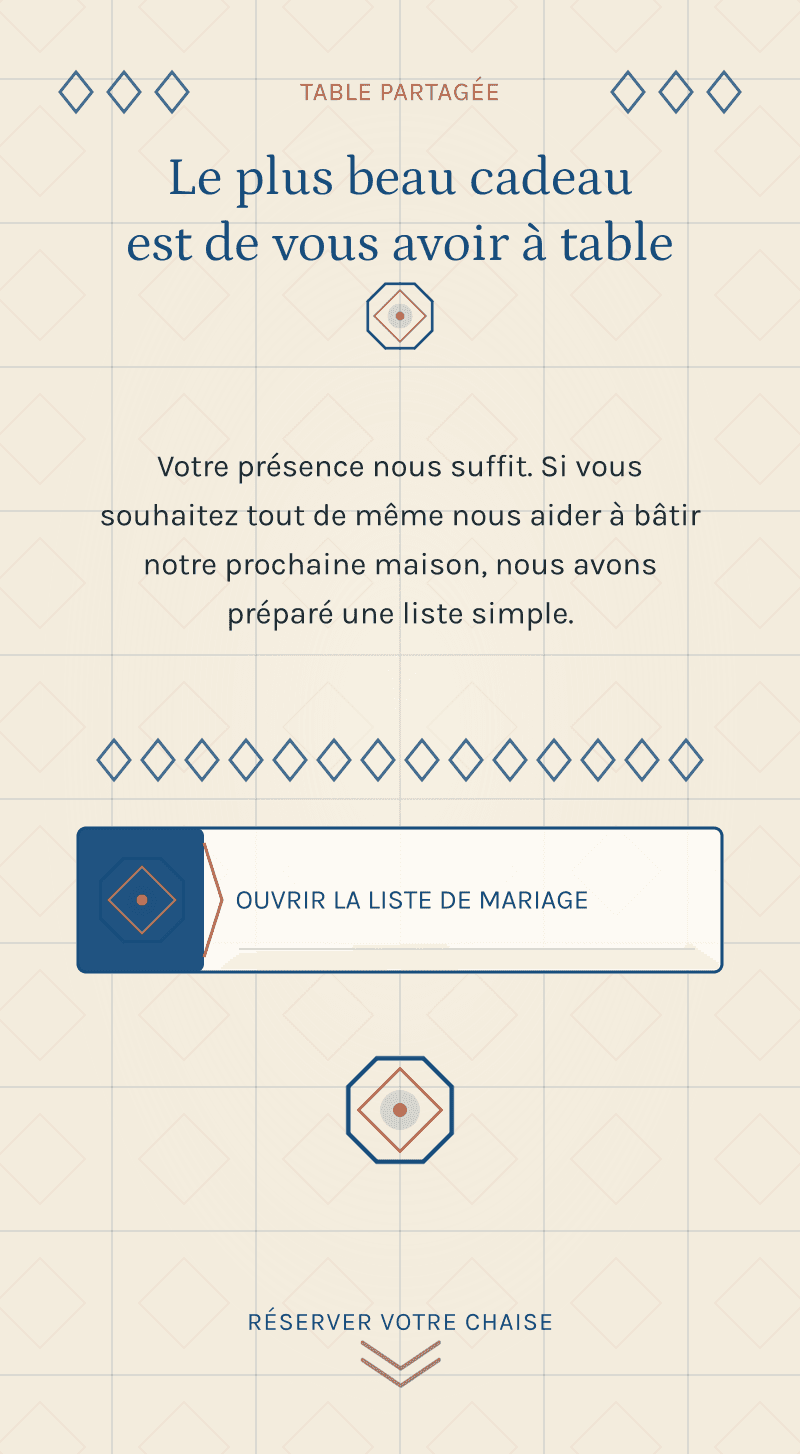 Mariage — Maison de Chaux — Table partagée