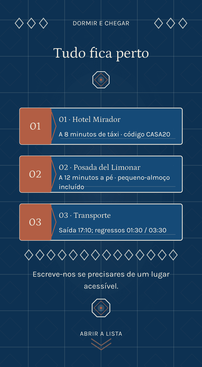 Casamento — Casa de Cal — Dormir e chegar
