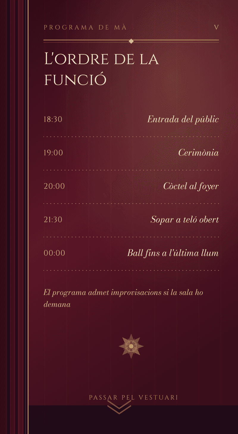 Boda — Òpera de Mitjanit — Programa