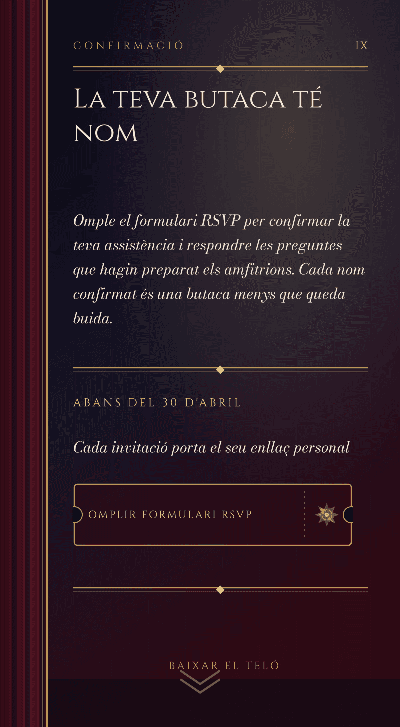 Boda — Òpera de Mitjanit — Butaca reservada