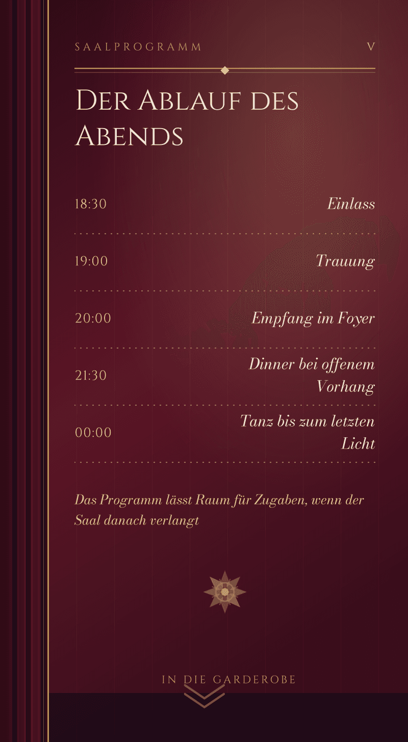 Hochzeit — Mitternachtsoper — Programm