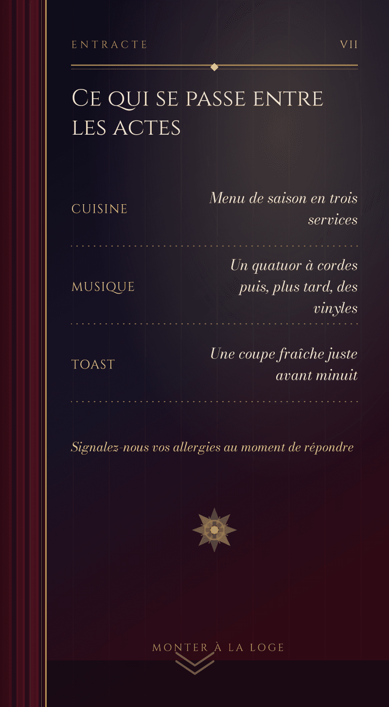 Mariage — Opéra de Minuit — Entracte