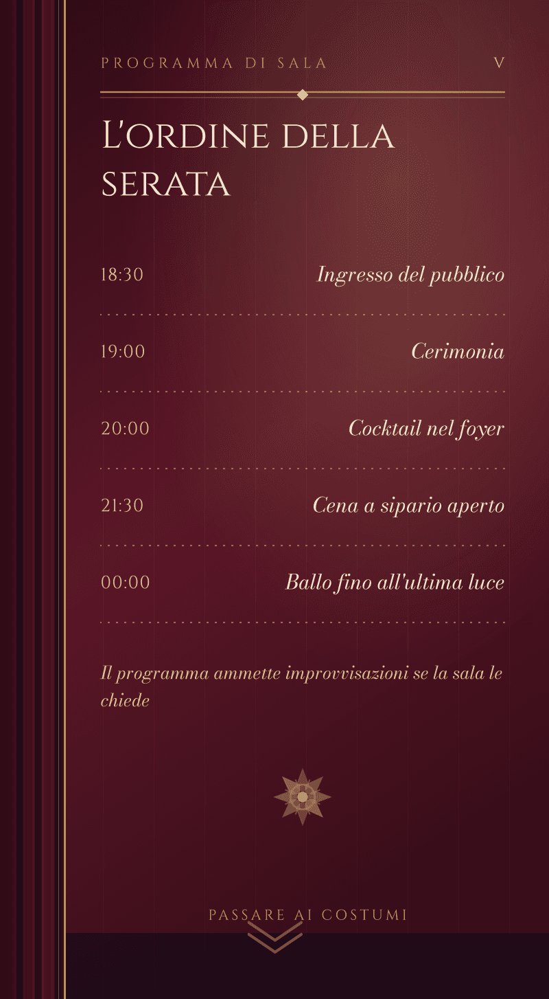 Matrimonio — Opera di Mezzanotte — Programma