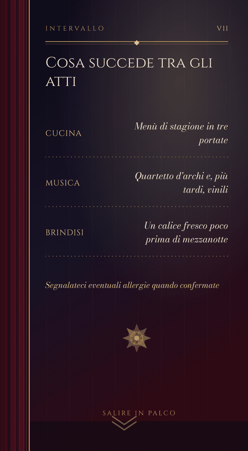 Matrimonio — Opera di Mezzanotte — Intervallo