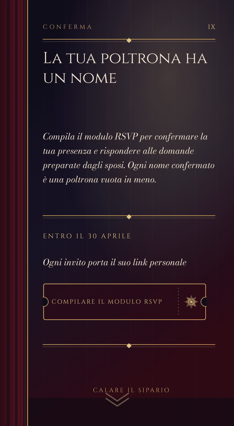 Matrimonio — Opera di Mezzanotte — Poltrona riservata