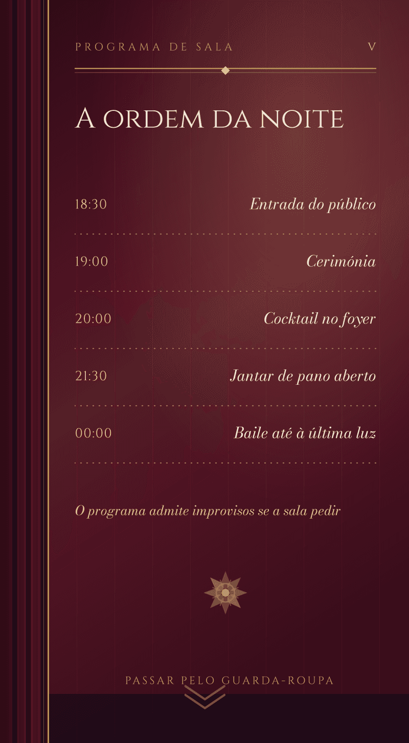 Casamento — Ópera da Meia-Noite — Programa