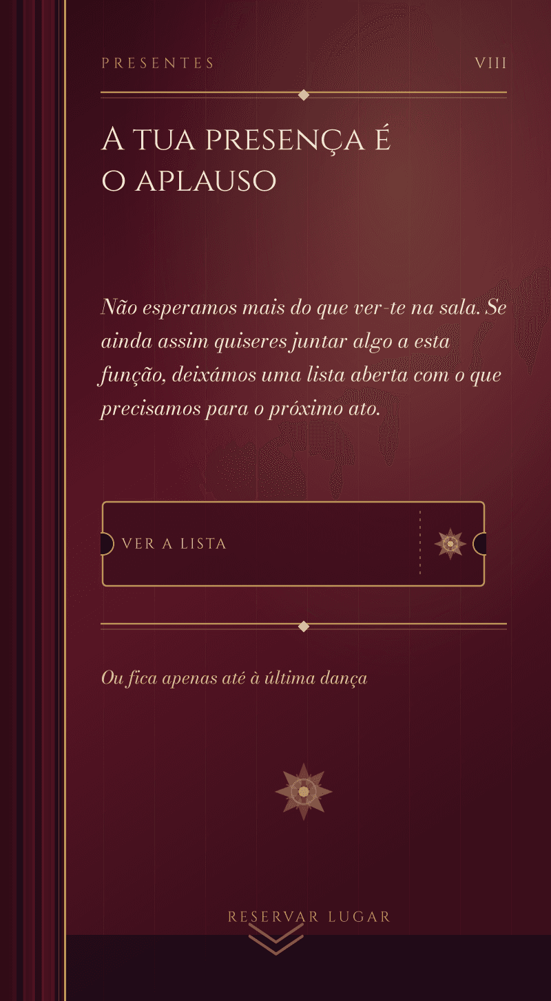 Casamento — Ópera da Meia-Noite — Presentes