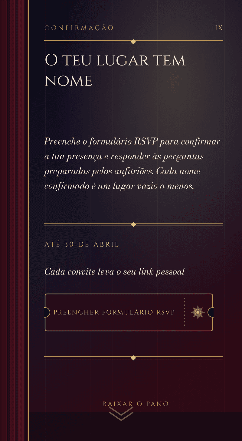 Casamento — Ópera da Meia-Noite — Lugar reservado