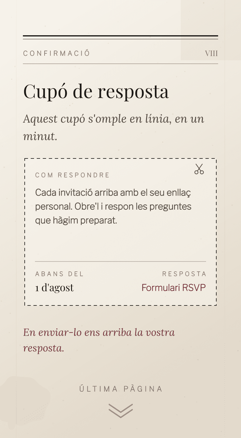 Boda — Tinta i Lli — Cupó de resposta