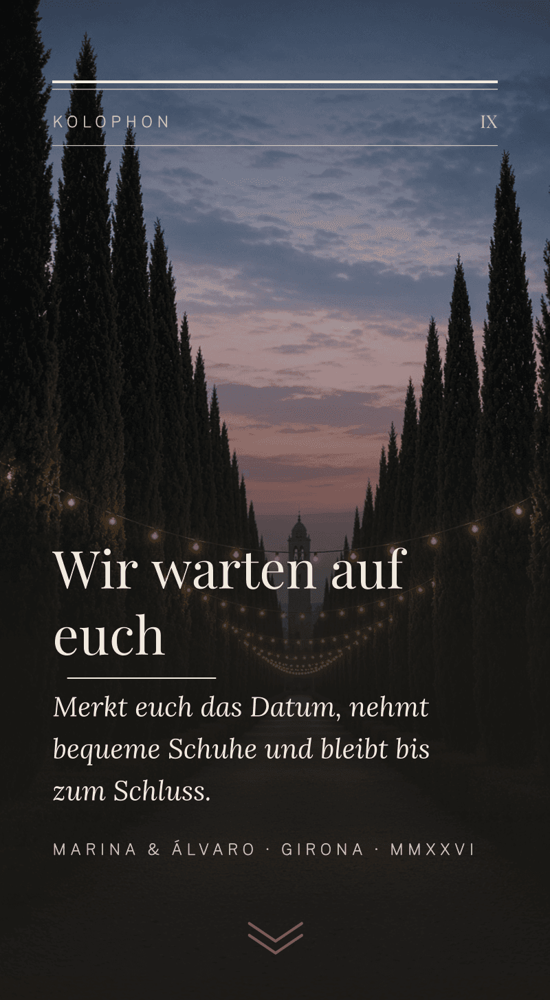 Hochzeit — Tinte und Leinen — Kolophon