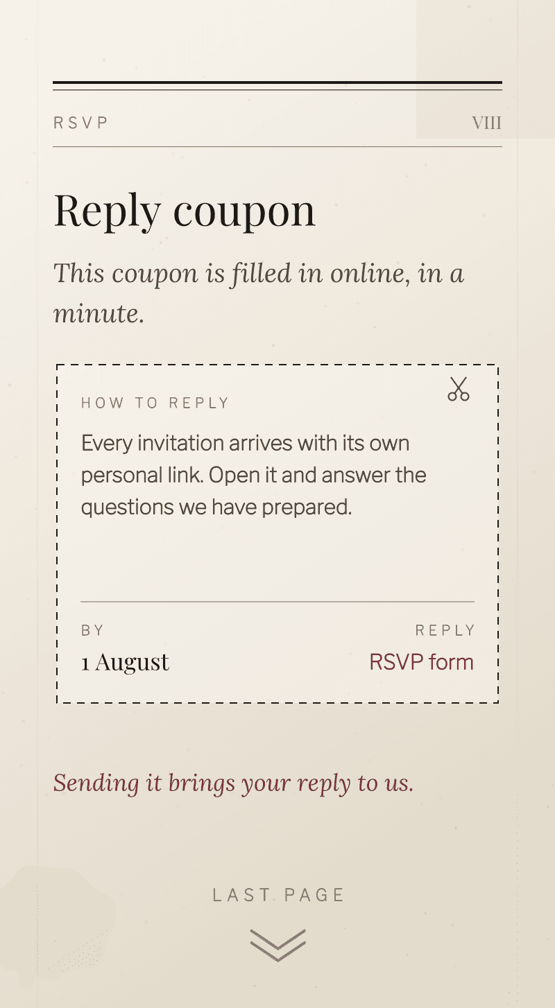 Wedding — Ink & Linen — Reply coupon