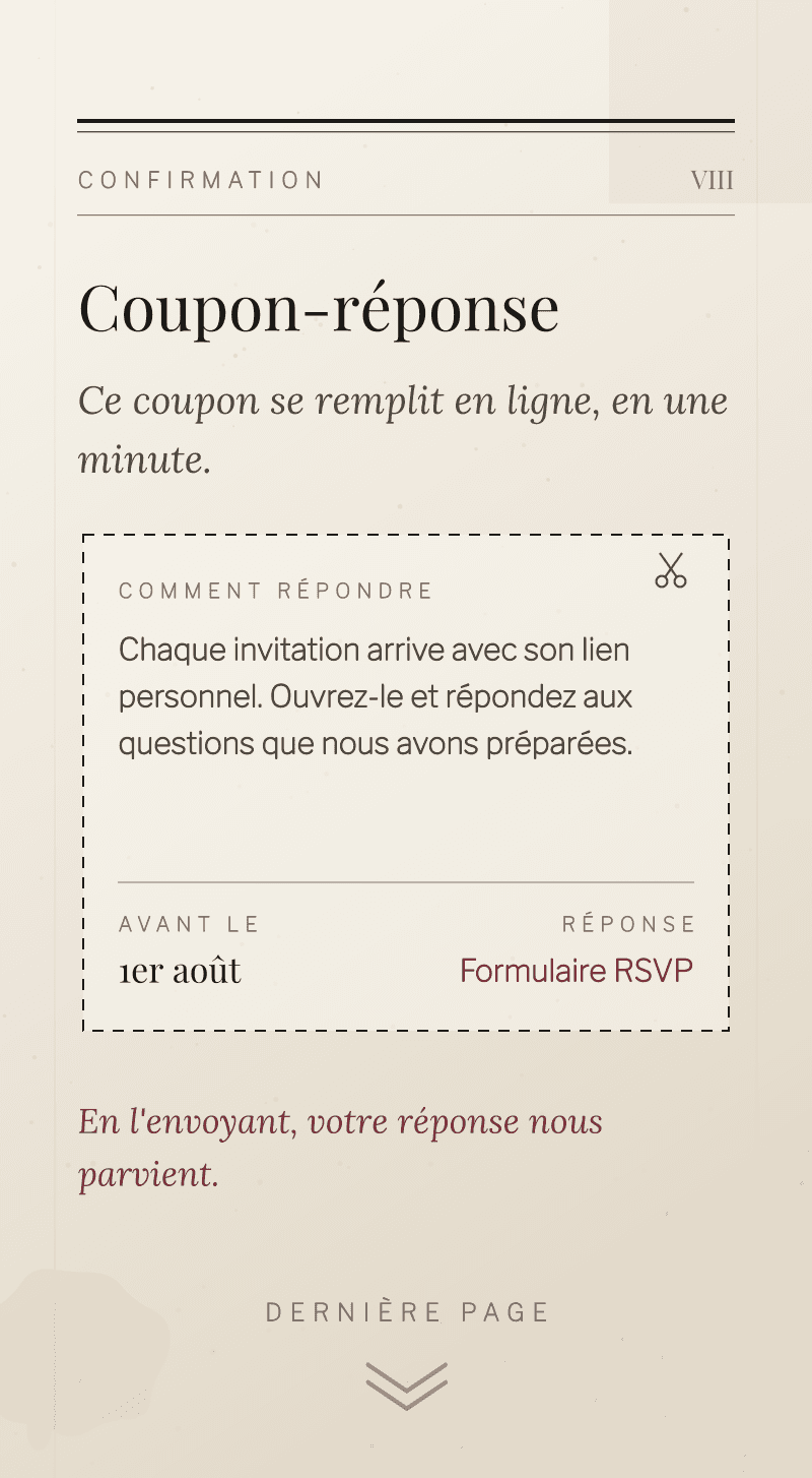 Mariage — Encre et Lin — Coupon-réponse