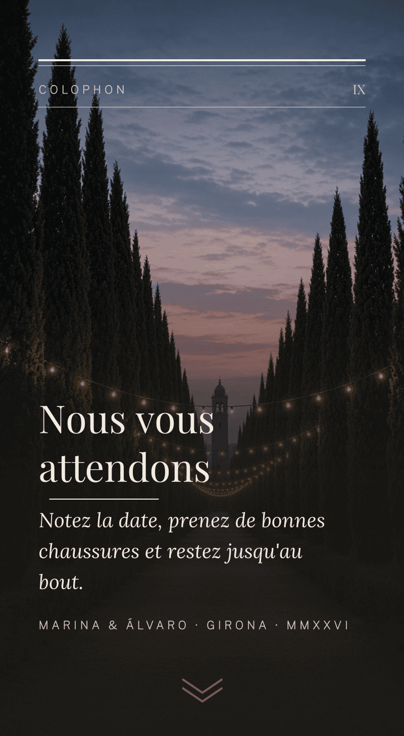 Mariage — Encre et Lin — Colophon