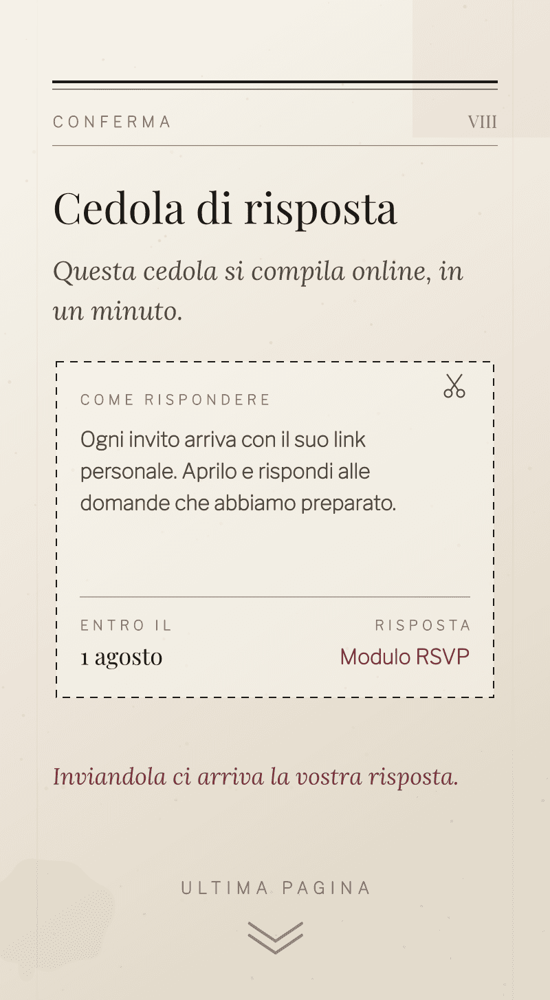 Matrimonio — Inchiostro e Lino — Cedola di risposta