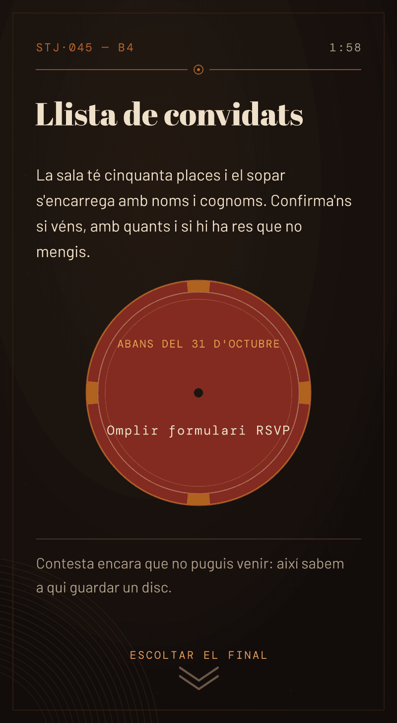 Aniversari — Cara B — Llista de convidats