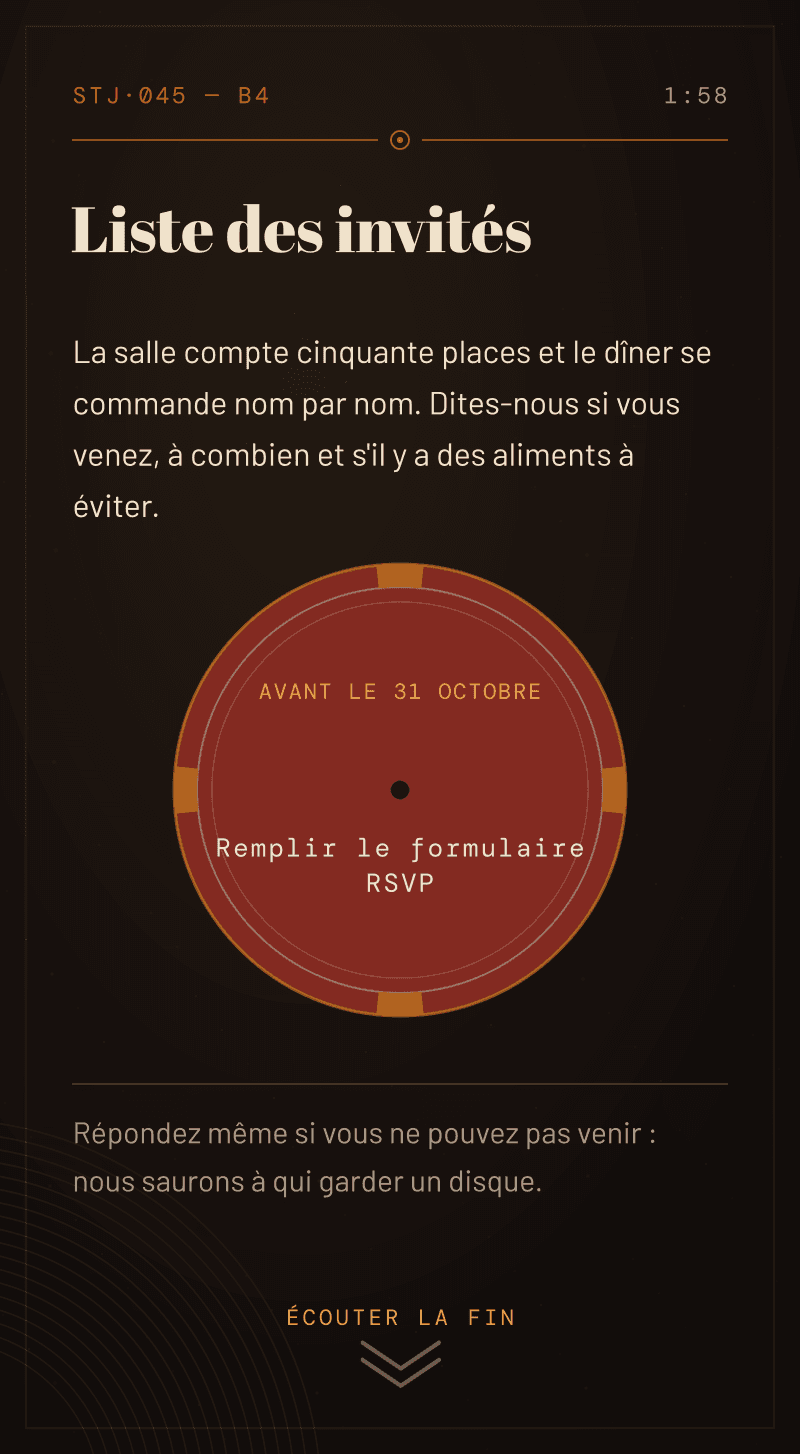Anniversaire — Face B — Liste des invités