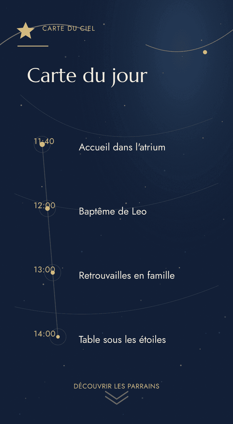 Baptême — Le Ciel d'Avril — Carte du jour