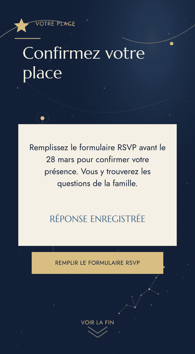 Baptême — Le Ciel d'Avril — Confirmez votre place