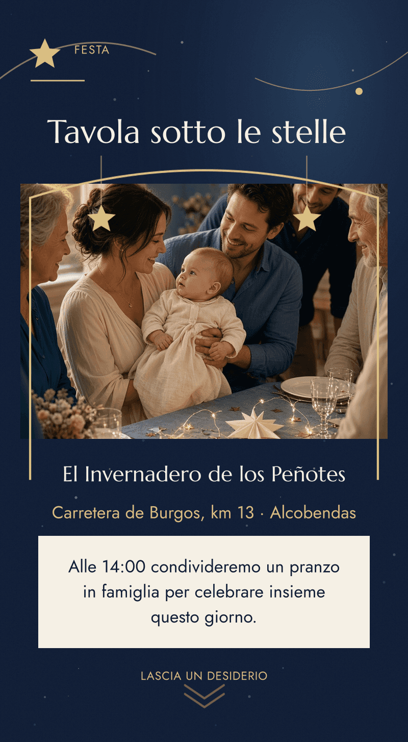 Battesimo — Il Cielo d'Aprile — Tavola sotto le stelle