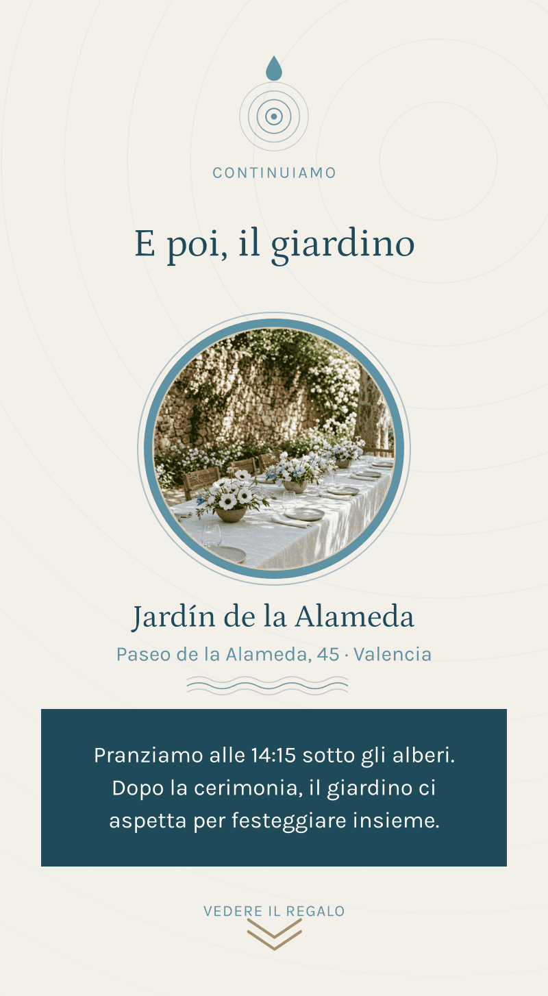 Battesimo — Cerchi d'Acqua — E poi, il giardino