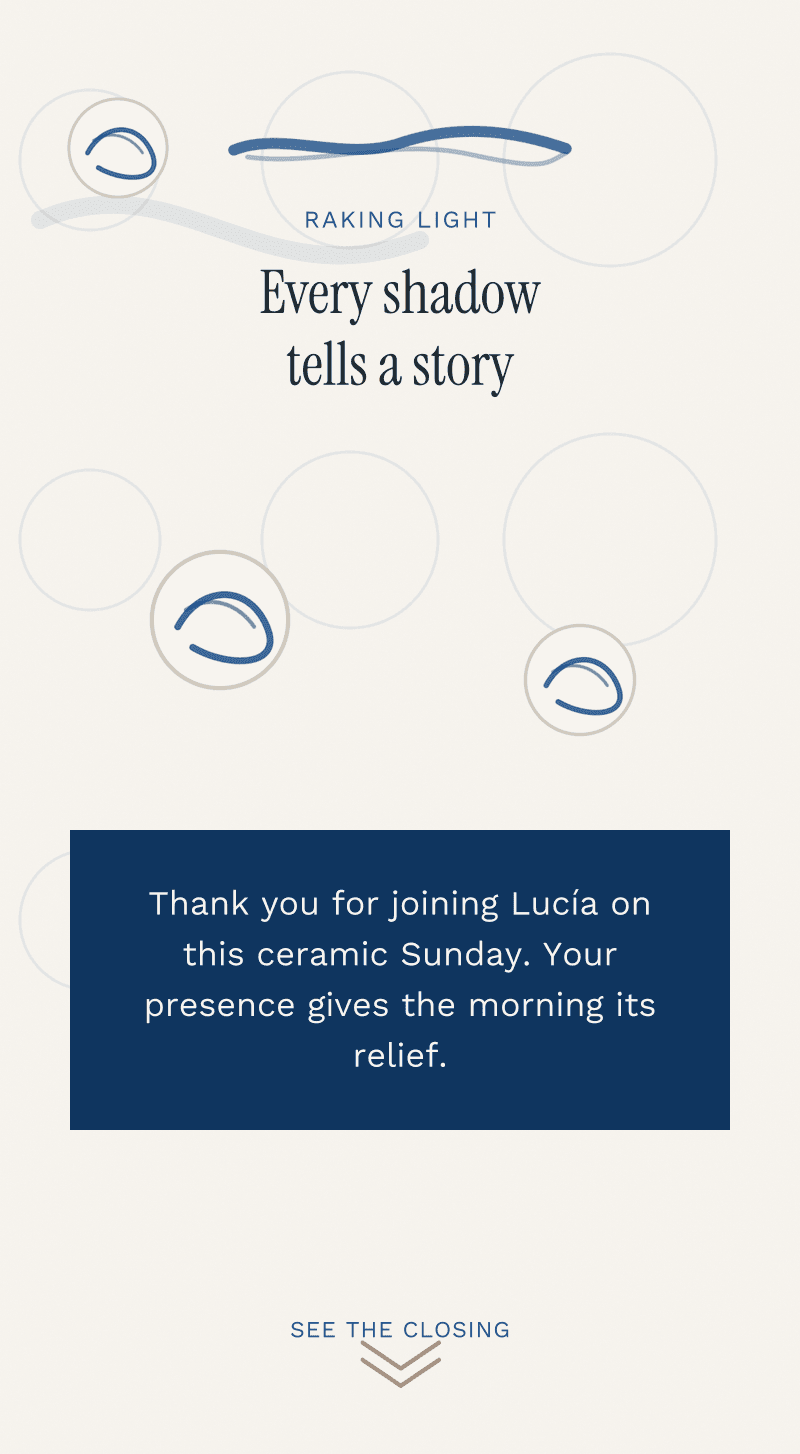 First Communion — Ceramic Sunday — Raking light