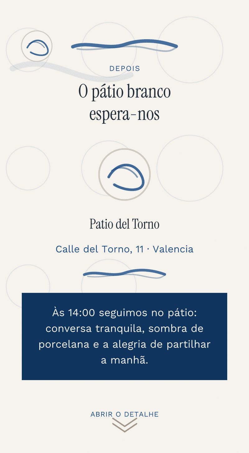 Comunhão — Domingo de cerâmica — Pátio branco