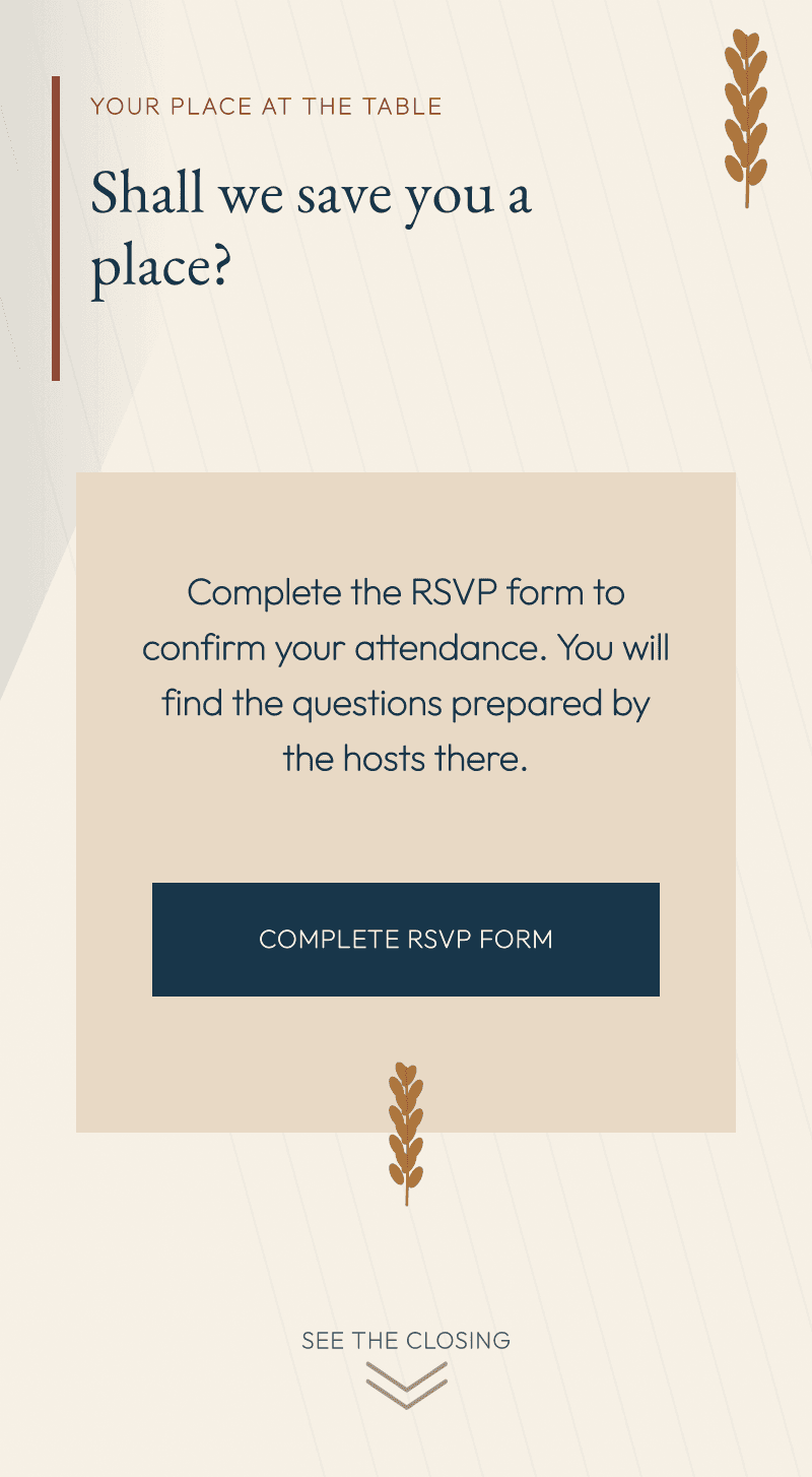 First Communion — Table of Wheat — Your place at the table