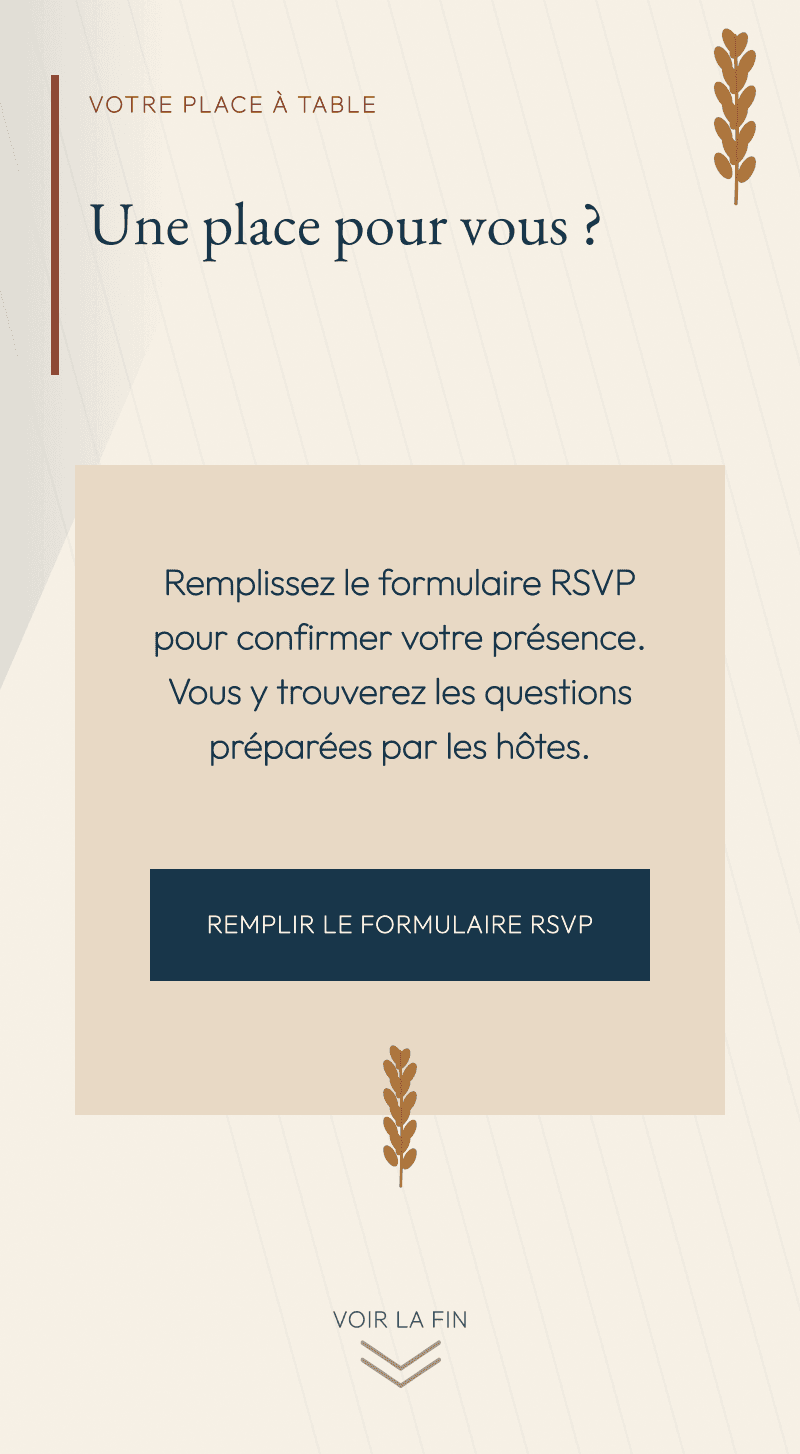 Communion — Table de Blé — Votre place à table
