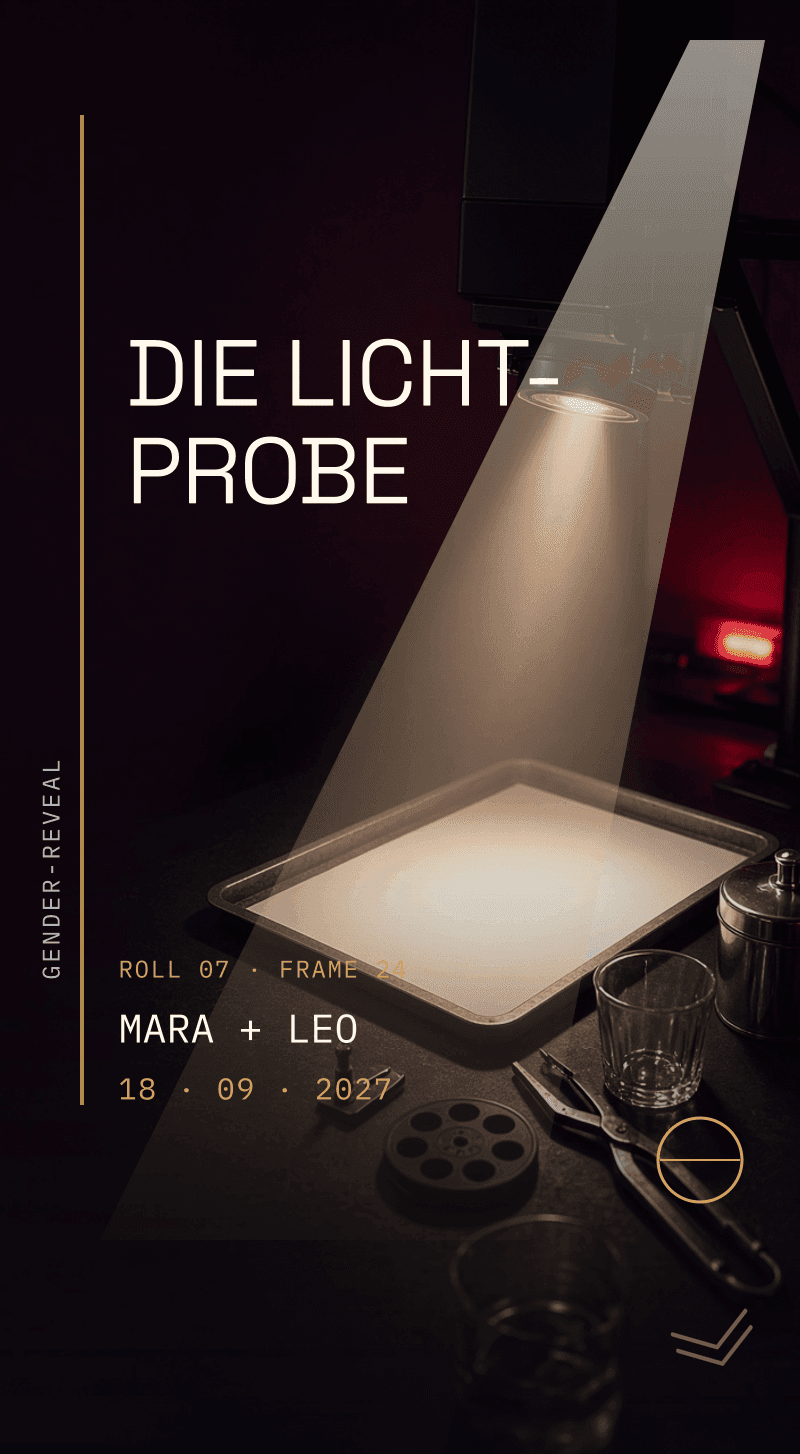 Gender-Reveal — Die Lichtprobe — Das latente Bild