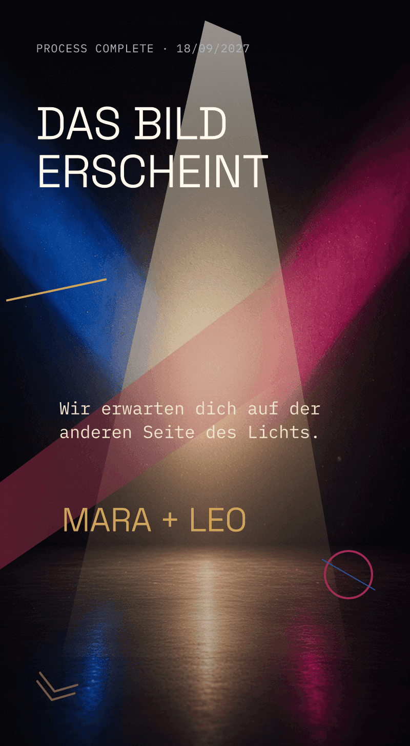 Gender-Reveal — Die Lichtprobe — Das Bild erscheint