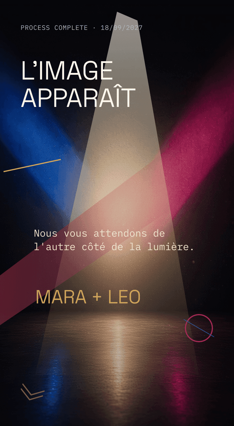 Révélation du genre — L'Épreuve de Lumière — L’image apparaît