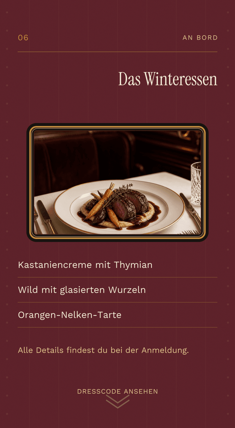 Firmenfeier — Der Dezember-Express — Das Winteressen