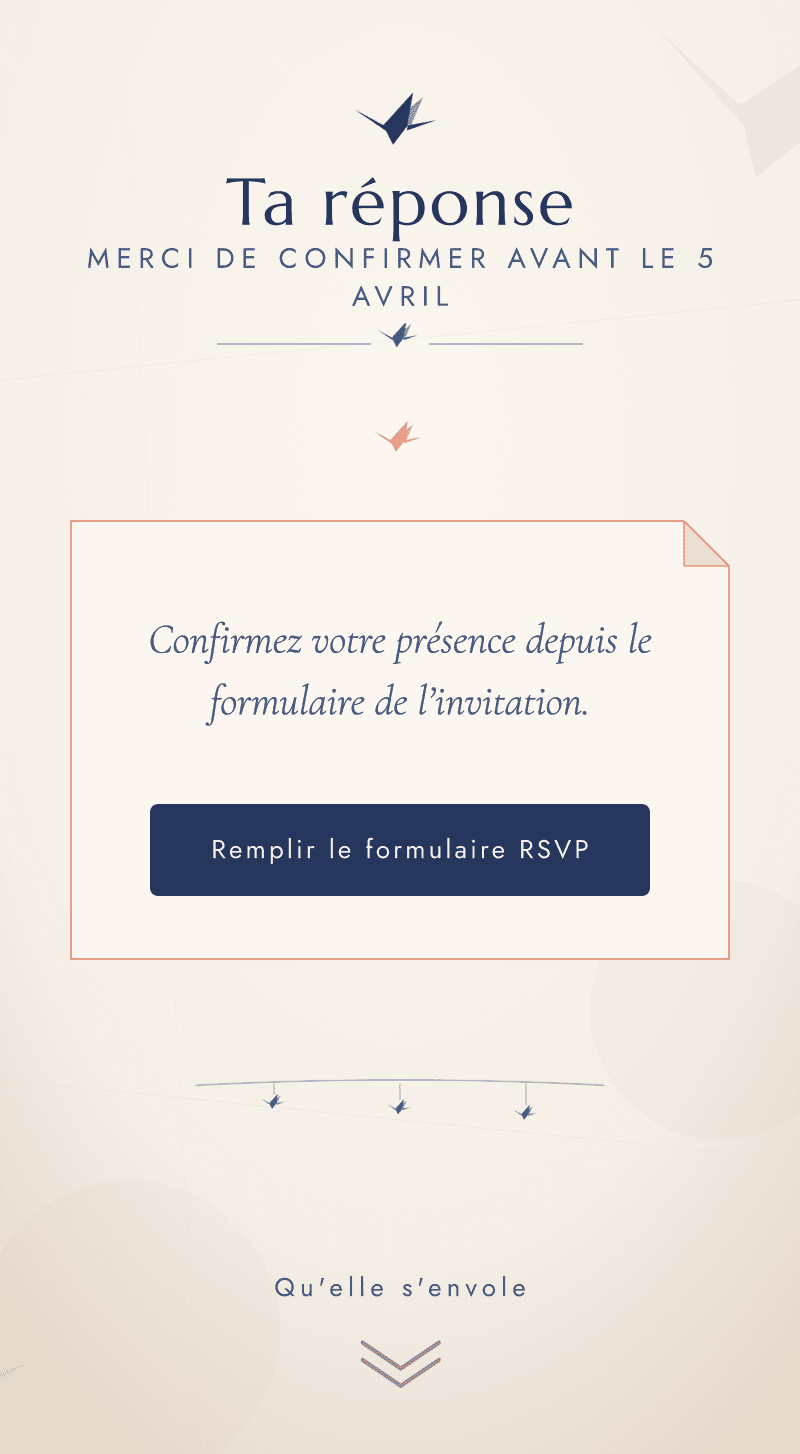 Baby Shower — Grues en Papier — Votre réponse