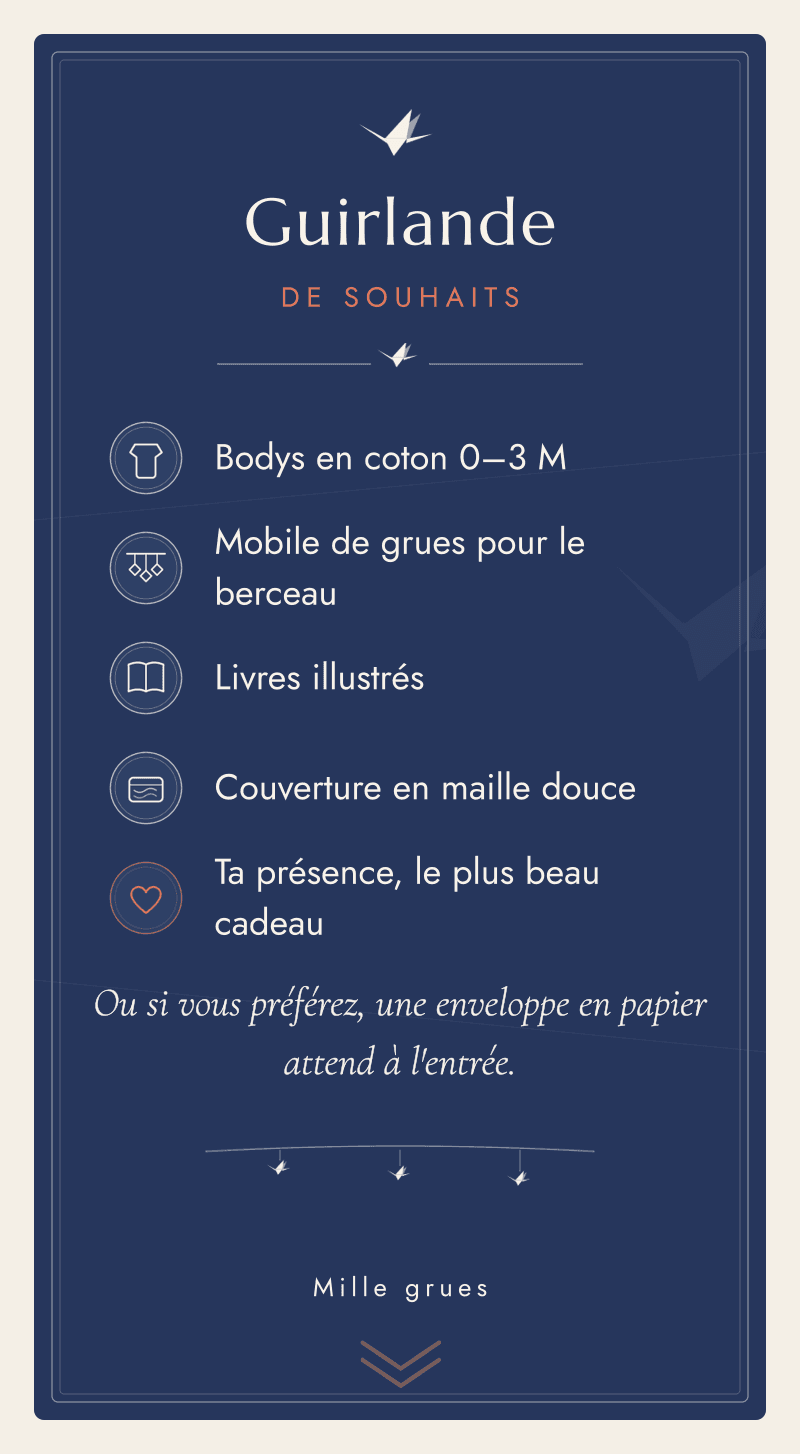 Baby Shower — Grues en Papier — Guirlande de souhaits