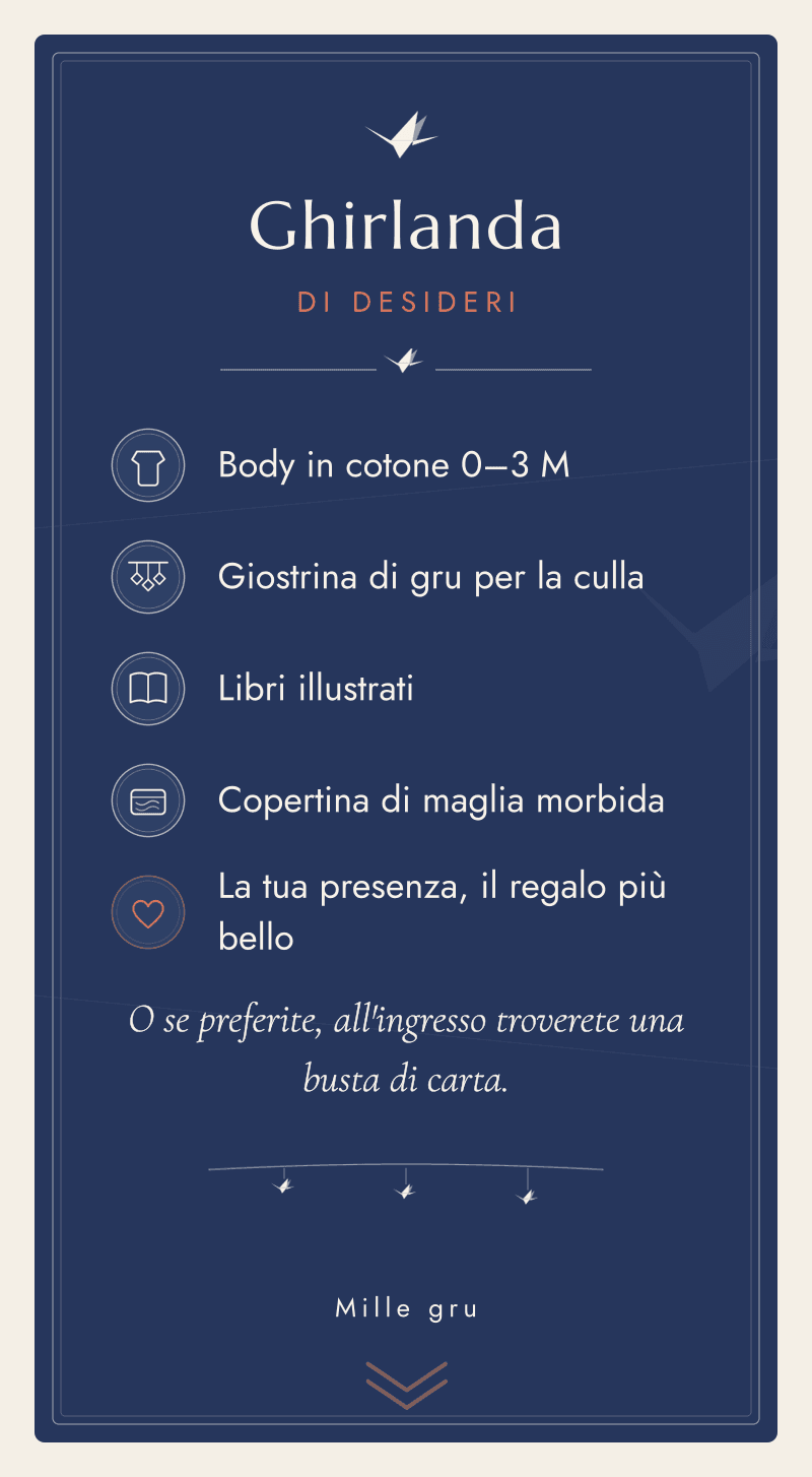 Baby Shower — Gru di Carta — Ghirlanda dei desideri