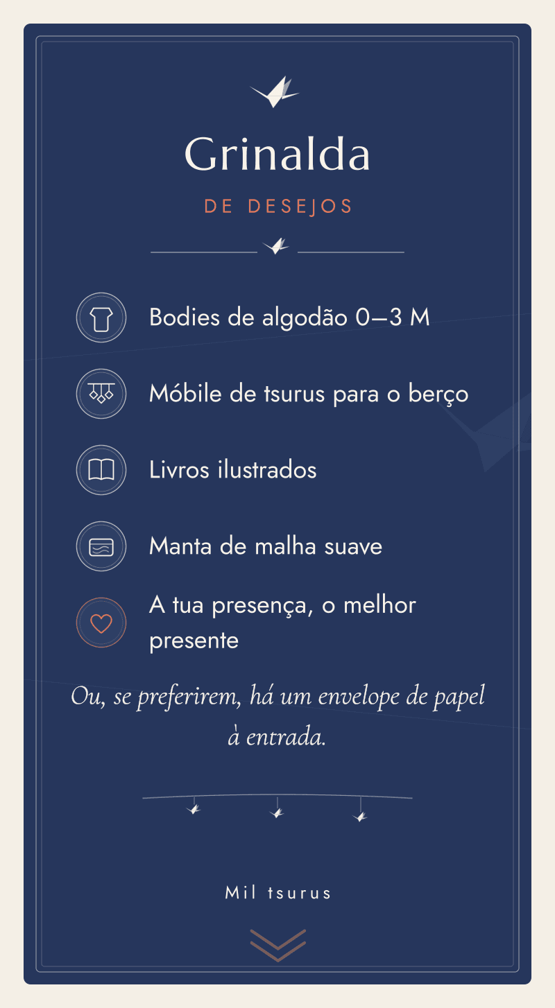 Baby Shower — Tsurus de Papel — Grinalda de desejos