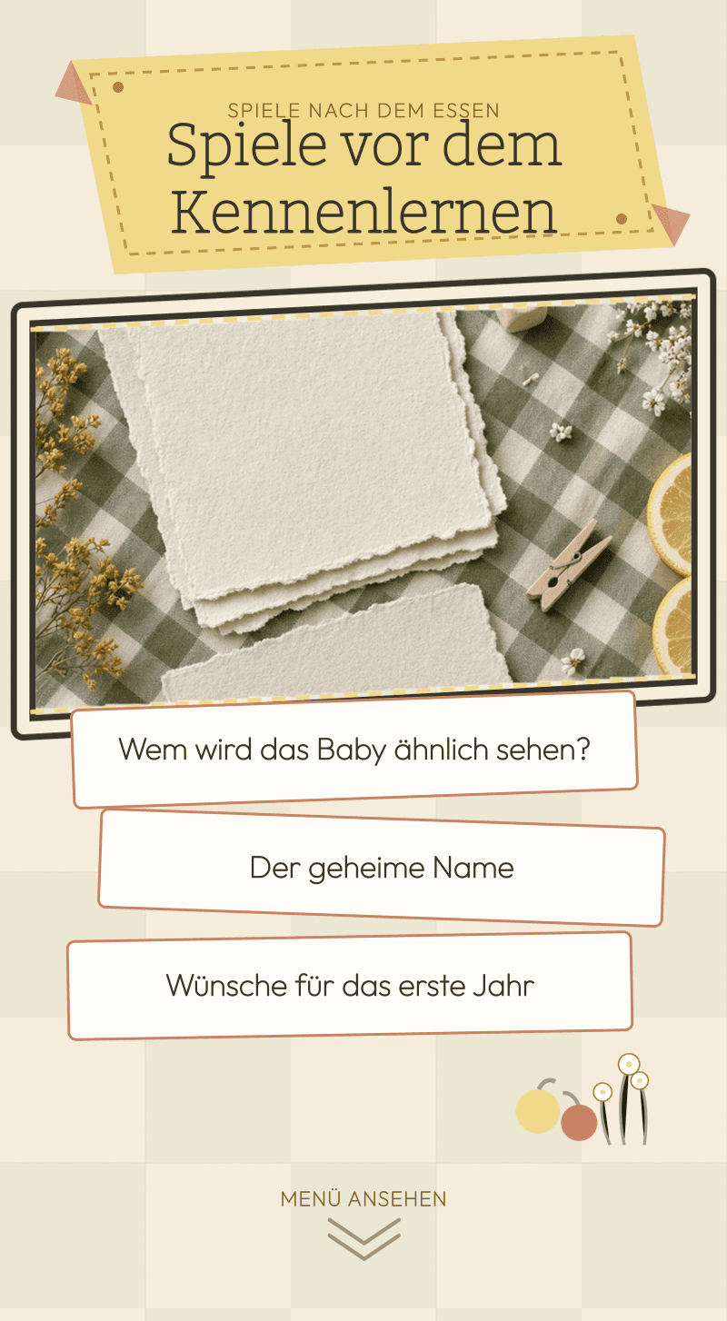 Baby Shower — Sonntagspicknick — Spiele vor dem Kennenlernen