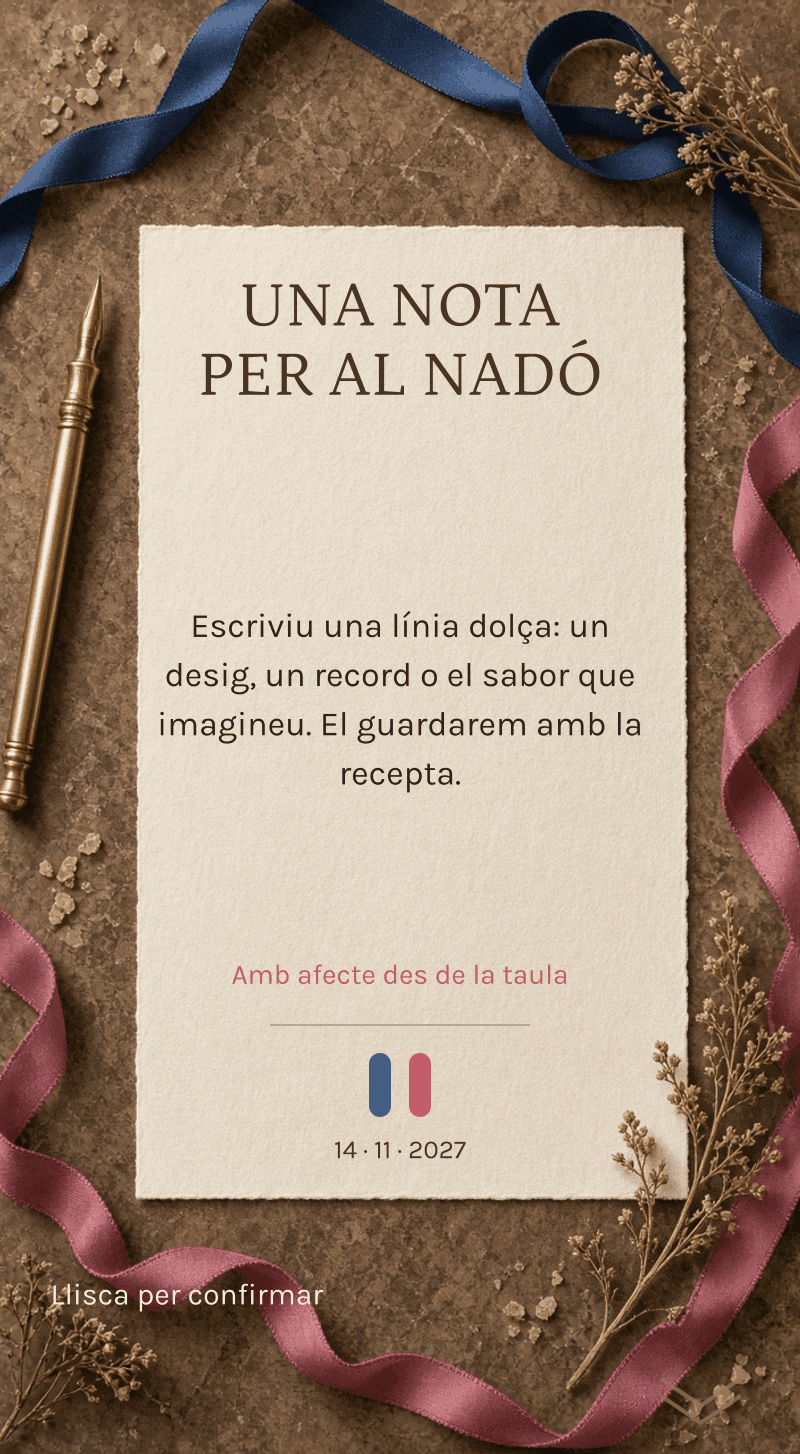 Revelació de gènere — La pastisseria del secret — Una nota per al nadó