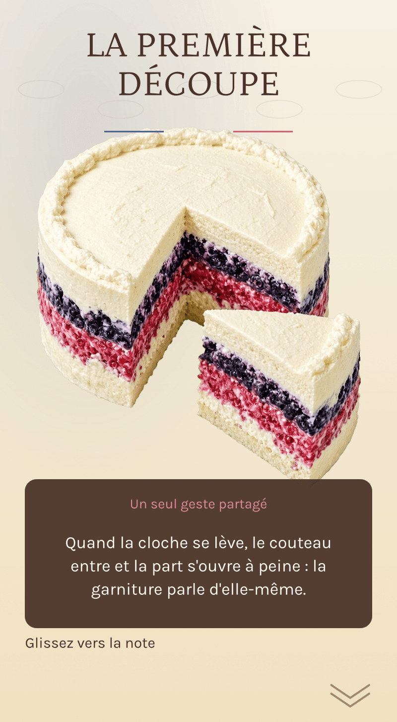Révélation du genre — La pâtisserie du secret — La première découpe
