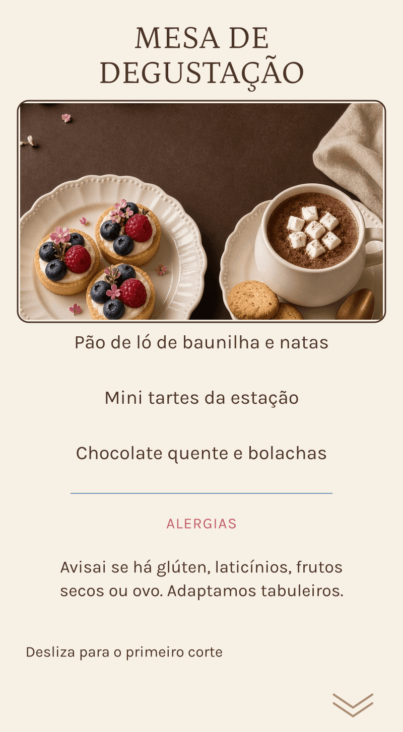 Revelação do género — A pastelaria do segredo — Mesa de degustação