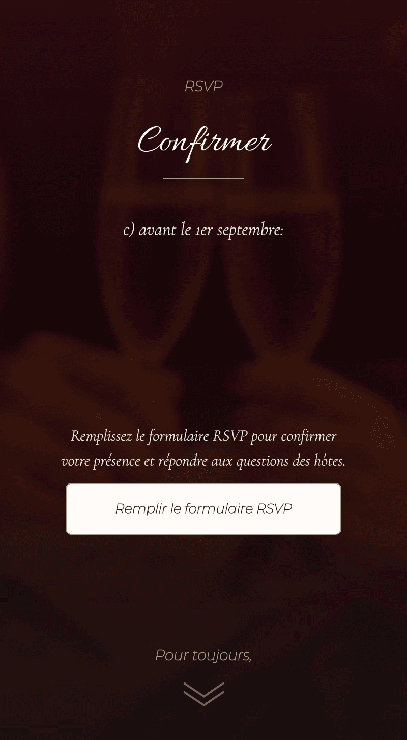 Anniversaire - Des années pour nous — Confirmez