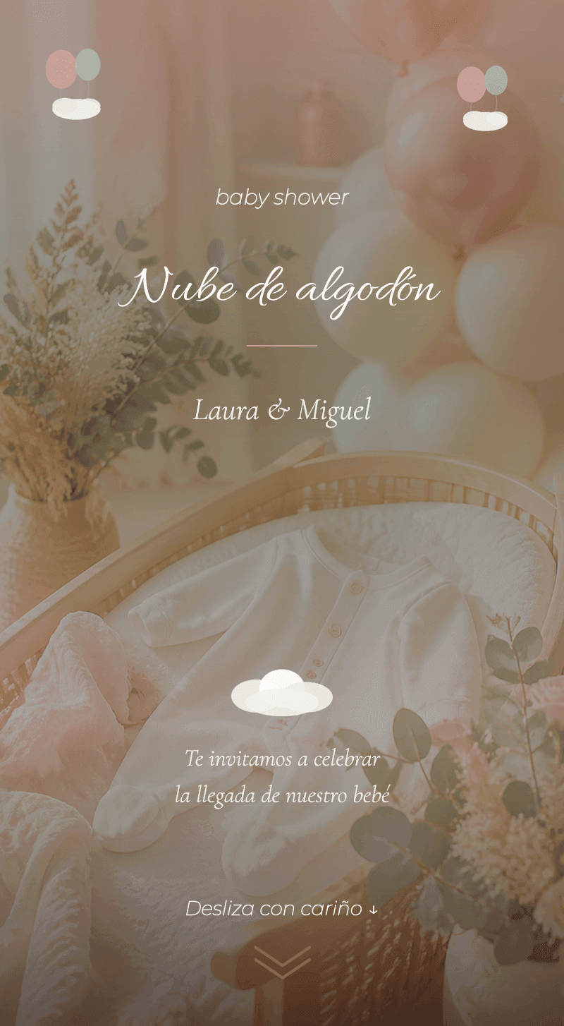 Baby Shower — Nube de Algodón — Bienvenida