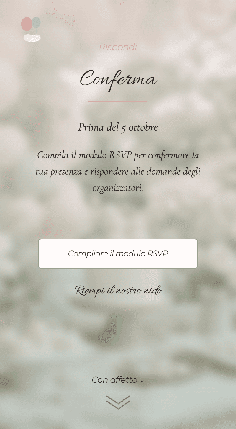 Baby Shower — Nuvola di Cotone — Conferma