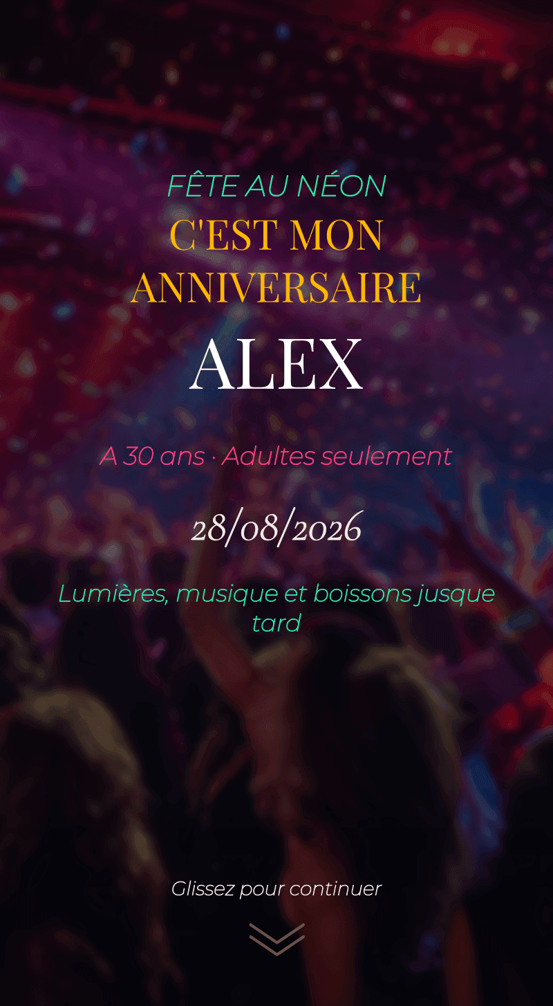 Neon Party — Anniversaire adulte
