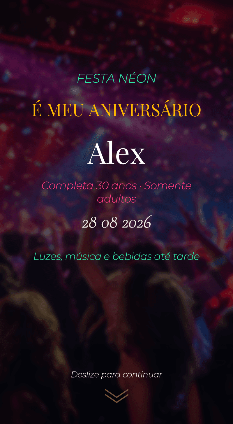 Neon Party — Aniversário adulto